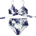 thumbnail image 3 of Maillot de Bain 2 Pcs pour Femmes Taille Haute Croisée à Fleurs, 3 of 4