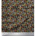 thumbnail image 1 of Soimoi Black Rayon Crepe Fabric Square Geometric Decor Fabric Printed Yard 46 Inch Wide, 1 of 3