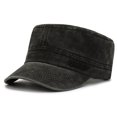 thumbnail image 1 of Classic Vintage Flat Top Mens Washed Caps And Hat Adjustable Fitted Cap Hats For Men, 1 of 7