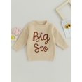 thumbnail image 2 of SUNSIOM Kid Girl Autumn Sweater, Long Sleeve Round Neck Flower Letter Embroidery Pattern Knitwear Pullover, 2 of 8