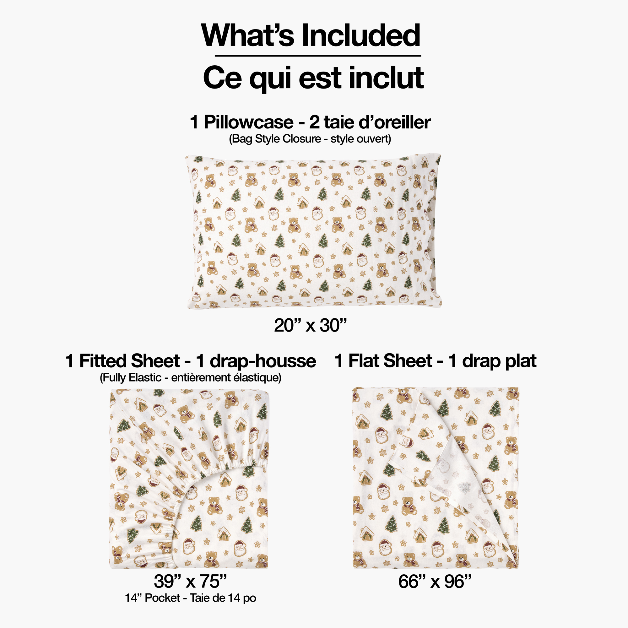 Holiday Time Twin Flannel Sheet Set
