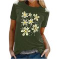 thumbnail image 1 of KIHOUT Nouveau Haut de Mode d'Été pour Femmes 2025, T-Shirt à Manches Courtes à Col Rond Décontracté à Imprimé Floral Vert Armée TG, 1 of 5