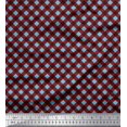 thumbnail image 1 of Soimoi Blue Poly Georgette Fabric Diagonal Check Printed Craft Fabric by the Yard 52 Inch Wide, 1 of 5