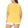 thumbnail image 3 of Agnes Orinda Women's Plus Size St. Patrick's Day Tops Swiss Dots Short Sleeve Notched Neck Spring Summer Blouses 4X Yellow, 3 of 7