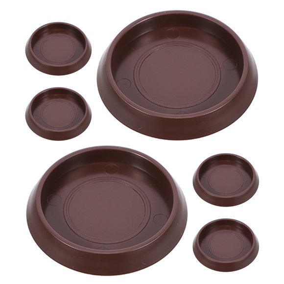 Minkissy 6pcs Non-slip Furniture Coasters Brown Plastic Round Furniture Grippers