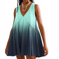 thumbnail image 2 of FAIWAD Womens Oversized Patchwork Dresses Summer Loose Gradient Sleeveless V Neck Pleated Mini Sundress, 2 of 6