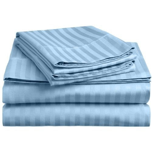 MÃ¥lÃ¸v Linen Bedding Series Sleeper Sofa Bed Sheet Set (Stripe) Egyptian Cotton 500 Thread Count Light Blue (Full Size 54"x72"x 8")