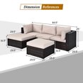 thumbnail image 2 of Patiojoy 5-Piece Outdoor Patio Sectional Rattan Wicker Conversation Sofa Set with Yellowish Cushions, 2 of 5