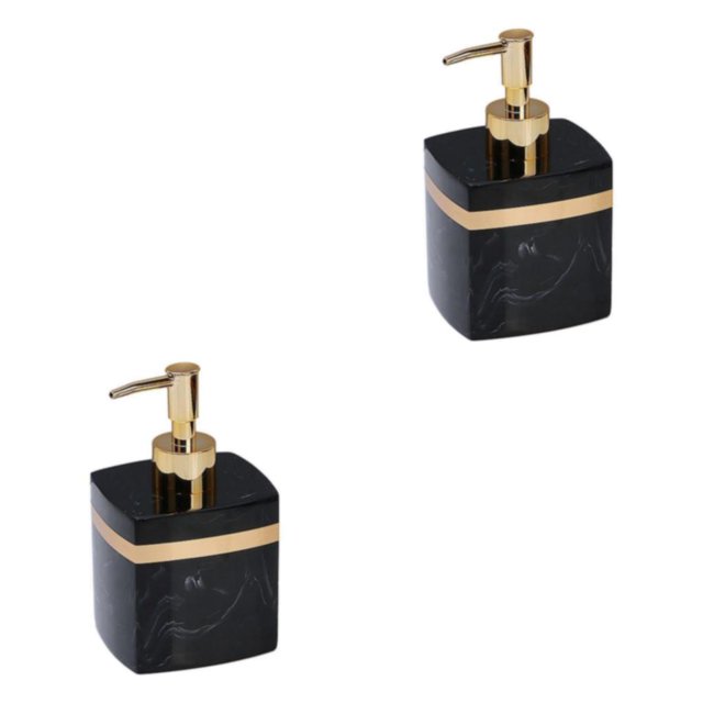 Ruiboury Distributeur de Savon en Résine Réutilisable pour Table Cuisine Douche Shampoing Salle de Bain Noir 400ml 2Ensemble