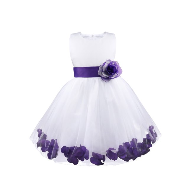 Oyolan Robe de Demoiselle d'Honneur pour Bébé Fille Robe de Fête Formelle de Mariage Robe de Baptême en Tulle Princesse Concours Violet 12