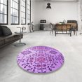 thumbnail image 4 of Ahgly Company Machine Washable Indoor Round Transitional Violet Purple Area Rugs, 8' Round, 4 of 7