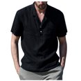 thumbnail image 1 of Fridja Chemise Habillée pour Homme d'Été, Couleur Unie, Col Rabattu, Manches Courtes, Imprimée Performance, Boutonnée, Chemise Décontractée de Jeu de Quilles pour Tennis et Basketball (Noir, 3TG), 1 of 5