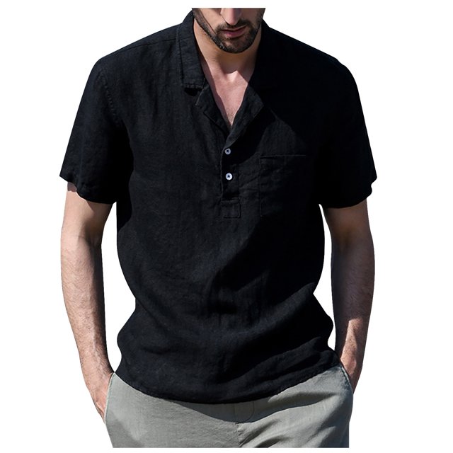Fridja Chemise Habillée pour Homme d'Été, Couleur Unie, Col Rabattu, Manches Courtes, Imprimée Performance, Boutonnée, Chemise Décontractée de Jeu de Quilles pour Tennis et Basketball (Noir, 3TG)