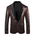 thumbnail image 1 of Coffee Mens Jackets Blazers Outfit for Mens Work Office Formal Prom Party Evening Elegant Rave Sequin Sparkle Glitter Basic Fall Winter Blazers Button 2025 L, 1 of 3
