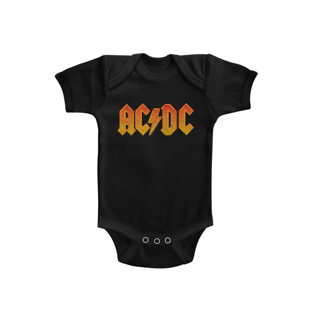 ACDC Distress Orange Black Infant Baby Creeper Snapsuit Romper
