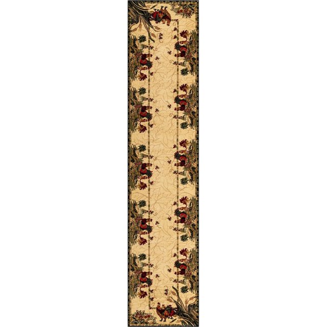 Unique Loom Grange Coq Zone Design Tapis 2' 7 x 12' Coureur Ivoire/olive