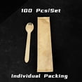 thumbnail image 1 of DEBGFS 100pcs Wooden Disposable Cutlery (100pcs) - Fork and Spoon Integrated  Individually Wrapped in Kraft Paper for Parties  Picnics  and Events,100 Pcs/Set, 1 of 7