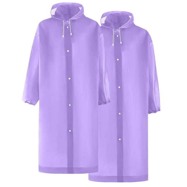 Lot de 2 Imperméables Ponchos Portatifs, Cameland Manteau de Pluie Imperméable en EVA Réutilisable pour Hommes et Femmes, Manteaux de Pluie Durables Poncho de Pluie à Manches Longues pour Activités de Plein Air