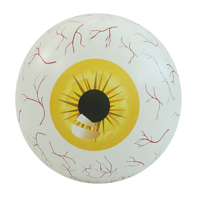 Yellow Halloween Decor Inflatable Eyeball 23.6 Inch Led Luminous Party Ornament For Yard Garden Spooky Atmosphere Yellow Color Waterproof Pvc Material With Stakes For Outdoor Display Seaso