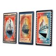 thumbnail image 3 of Designart « Vintage RMS Titanic Postal Stamp II » Bateau Ensemble d'Art Mural Encadré de 3 - Ensemble de Cadres Modernes Rouges pour Mur de Galerie pour Déco Maison, 3 of 6