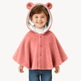 thumbnail image 2 of RXMEKW Hooded Velvet Cape With Ears For Toddlers And Kids Winter Shawl In Beige Size 100, 2 of 5