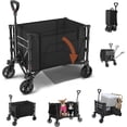thumbnail image 1 of 3 in 1 Collapsible Wagon Converts to Bench 220 lbs Foldable Wagon Cart with Wheels 120L Utility Wagon for Beach Garden Camping Sport Black, 1 of 7