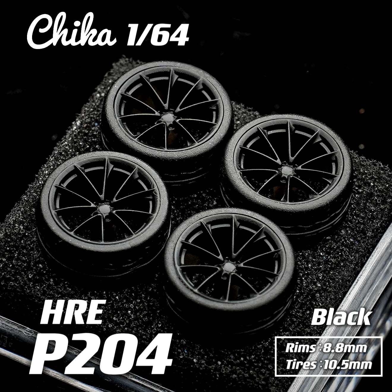 1/64 Wheels Chika HRE P204 10.5mm Conversion Wheel Static Conversion Wheel P204 10.5mm Black