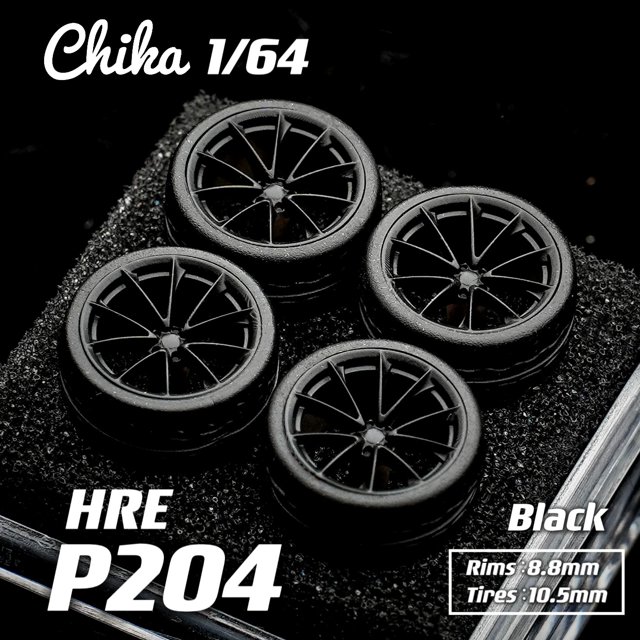1/64 Wheels Chika HRE P204 10.5mm Conversion Wheel Static Conversion Wheel P204 10.5mm Black