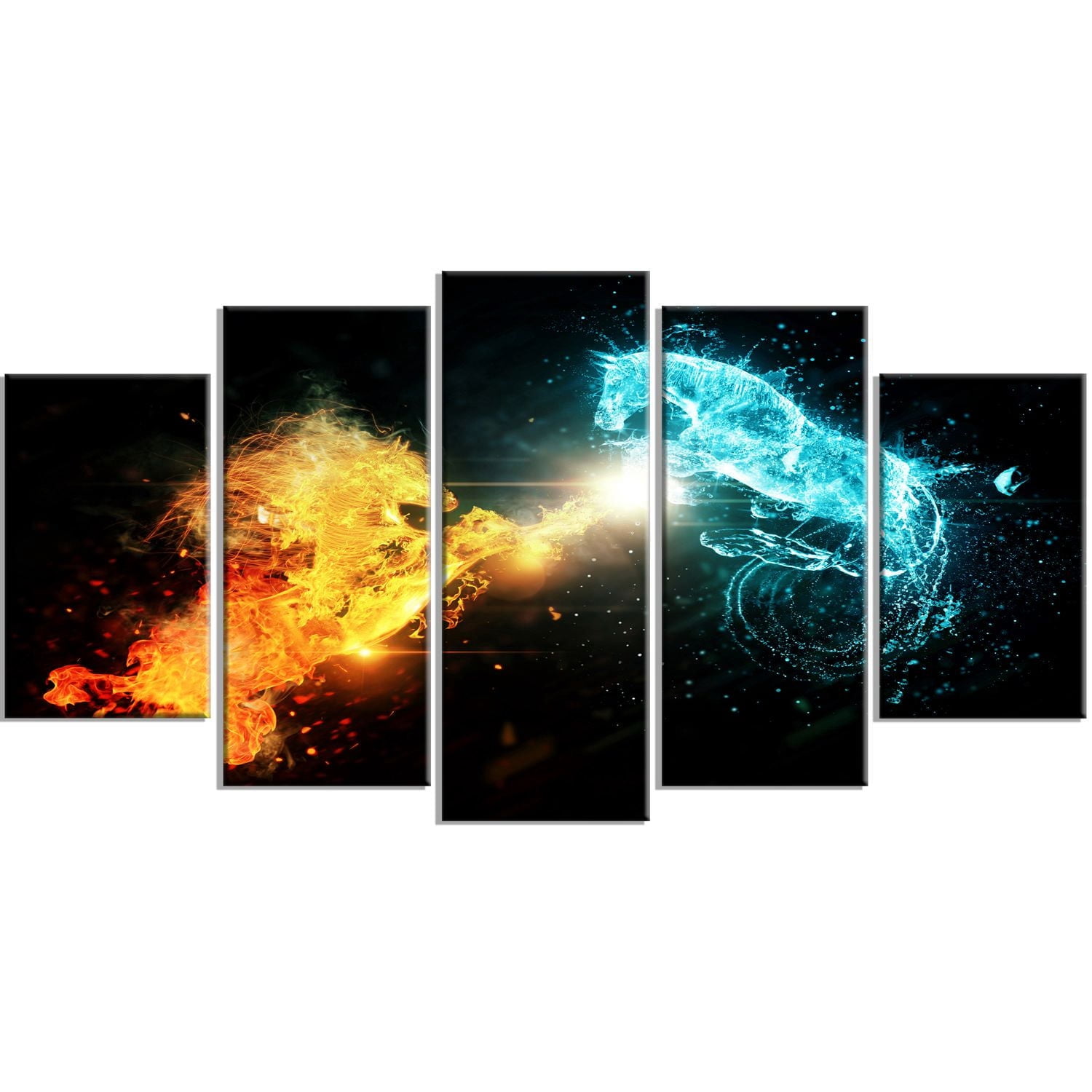 Design Art Fire And Water Abstract Horses Canvas Print - Walmart.ca