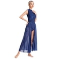 thumbnail image 3 of Aislor Robe de Danse Lyrique pour Femmes Justaucorps de Ballet et de Gymnastique Sans Manches Robes Fendues Tenue de Danse Bleu Marine TG, 3 of 7
