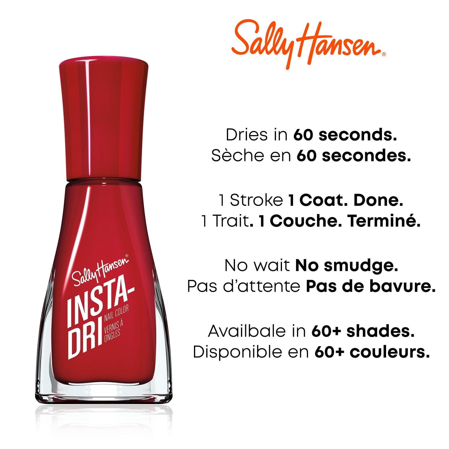 Insta-Dri® Nail Polish, 3-in-1 formula with built-in base and top coat. 1 Stroke
