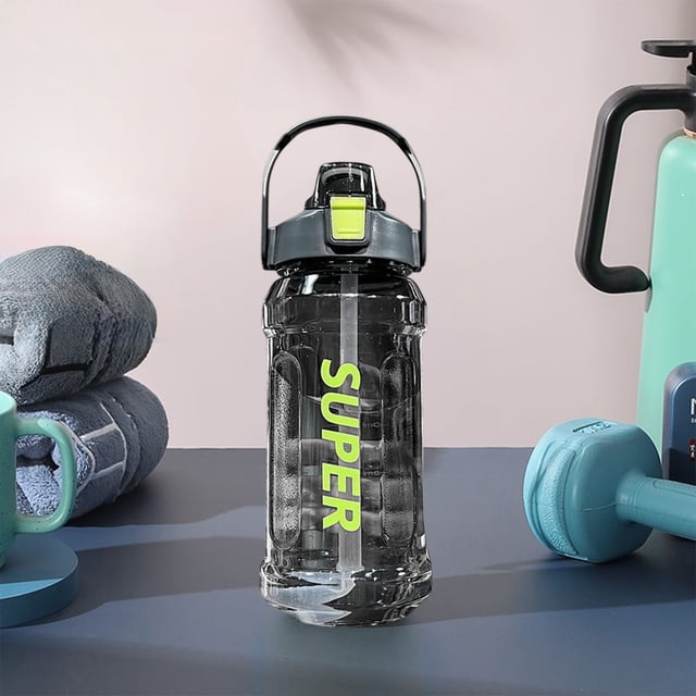 Linnome Large Capacity Sports Water Bottle 1.5L with Straw Leak Proof Shatterproof BPA Free 11.8 Inch