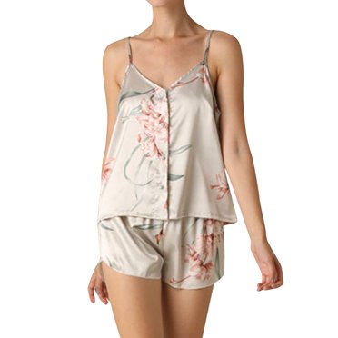 B91xZ Womens Ultra-Soft Pajama Set Sleeveless Loungewear Two-Piece Sleepwear Casual Pullover Pj Set,Gray S