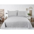 thumbnail image 4 of Marina Decoration Solid Embossed Pinsonic Coverlet Bedspread Bedding Ultra Soft Summer Quilt Set with Shams, Silver Color, 4 of 6