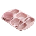 thumbnail image 2 of EARKITY Assiettes Compartimentées, Assiettes Réutilisables Incassables en Paille de Blé, Plateaux-Repas à 5 Compartiments, Assiette Rectangulaire de Contrôle des Portions avec Cuillère Baguettes Bol, Va au Lave-Vaisselle, 2 of 2