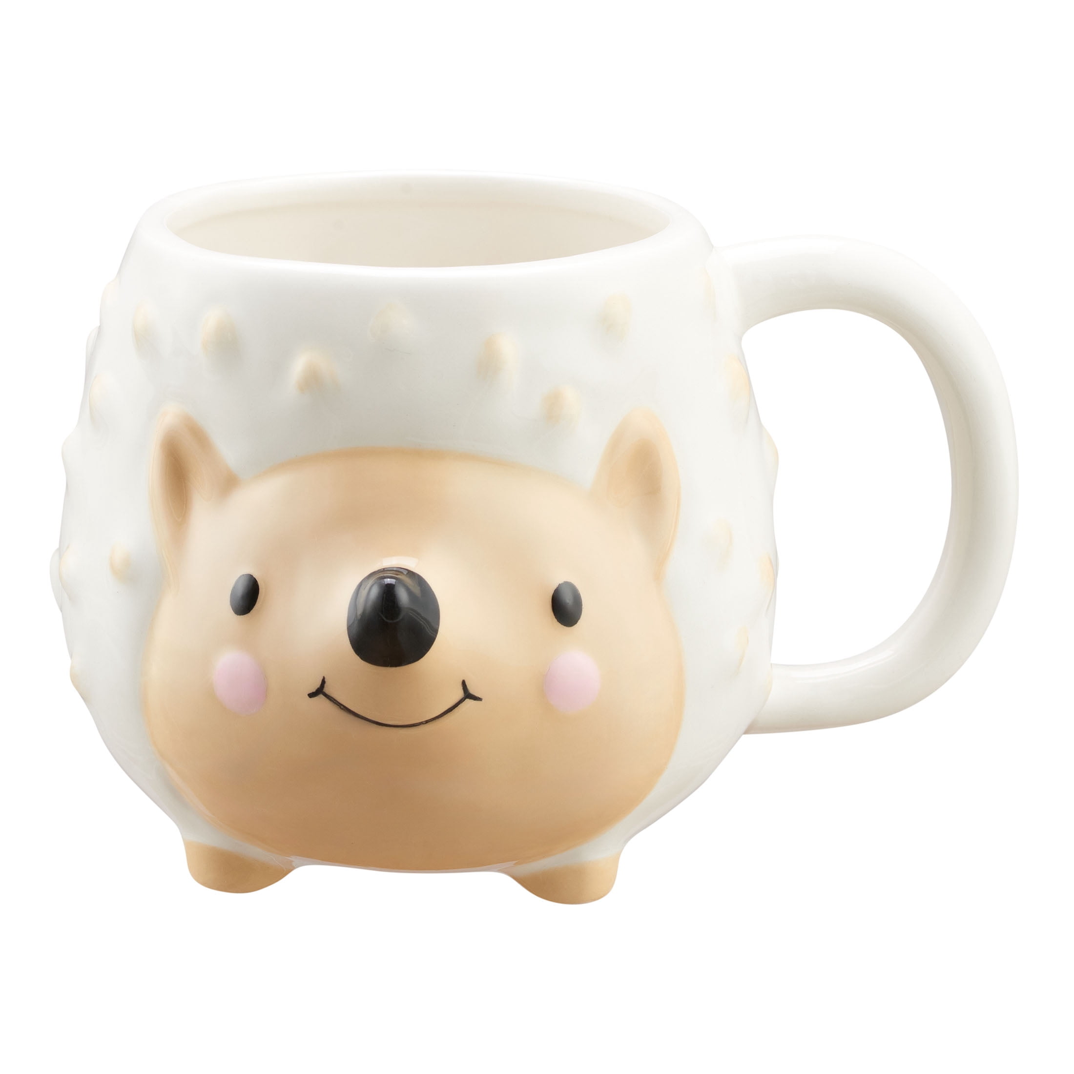Mainstays Tasse en céramique sculptée en forme de porc-épic blanc et beige, 17,25 oz, 1 Pièce