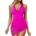 thumbnail image 1 of LUOGENLI Paréo de Maillot de Bain pour Femme Long Robe de Bain pour Femme Maillots de Bain Paréo en Maille Transparente Paréos Maillot de Bain Rose Vif Taille P, 1 of 5