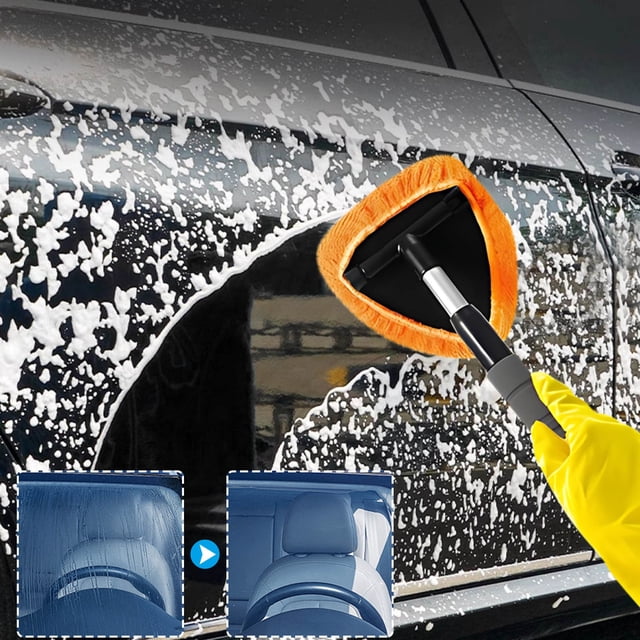 Lunxisen 4 Pcs Windshield Cleaning Tool Windshield Cleaning Wand Auto Window Cleaner, Reusable Cloth Pads for Car Interior, Dirty Car Washing Brushes.