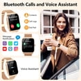 thumbnail image 2 of Montre Intelligente Compatible Android et IPhone, Bracelet d'Activité de 1,85 Pouce, Montre Intelligente pour Femme avec Fonction Appels (Répondre/passer), Plus de 120 Modes Sportifs, Notifications de Messages, Étanche IP68, Couleur Or et Rose (Idéale Cadeau)., 2 of 10