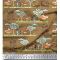 thumbnail image 1 of Soimoi Tissu Poly Georgette Arbre, Cerf & Racon Imprimé Dessin Animé Tissu de Couture Yard 42 Pouces de Large, 1 of 3