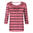 thumbnail image 4 of Blouses pour Femmes T-shirt Imprimé Mi-Long Manches 3/4 Blouse Col Rond Hauts Décontractés, 4 of 9