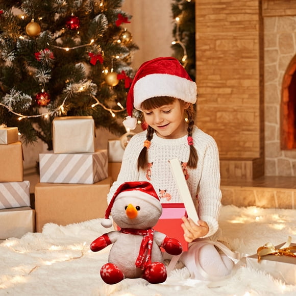 Plushs Christmas Doll -Cute Elks Snowman Toy With Scarf Makes A Great Gift For Kids Holiday Party Exchange Or Soft Festive Fall And Winter Home Decor