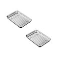 thumbnail image 1 of 1 Set Stainless Stel Bakeware Rectangular Tray Food Storage Tray App Etizer Plates Flat Bottom Baking Pan Cool Ing Rack Baking Dish Drying Rack Kitchen Supplies HouseholdGrid Bakin, 1 of 9