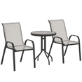 thumbnail image 1 of Outsunny Outdoor Bistro Set Small Patio Set w/ Stackable Chairs, Light Grey, 1 of 10