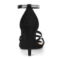 thumbnail image 4 of BLISSFUL STEP Women's Rhinestone Ankle Strap Stiletto High Heels Sandals Black (Size 8), 4 of 7