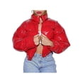 thumbnail image 1 of Gupgi Women Long Sleeve Stand Collar Metallic Quilted Puffer Jackets, 1 of 5