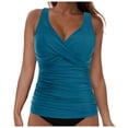 thumbnail image 1 of NIEWTR V-Neck Tankini Tops For Women Backless Adjusting Strap Bathing Suits Tummy Control Push Up Swimsuit Top(Blue,M), 1 of 8