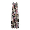 thumbnail image 4 of CEHVOM Robes d'Été pour Femmes Décontractées Boho Imprimées à Bretelles Anneau Plage Longue Robe Maxi avec Poches, 4 of 5