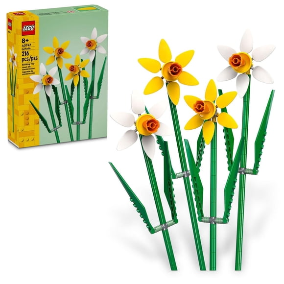 LEGO Daffodils - Building Toy for Kids, Girls and Boys, Ages 8+ - Artificial Daffodil for Home Decor and Display - Easter Basket Stuffer - 40747