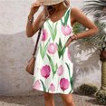 thumbnail image 5 of Ovzne Robes pour Femmes 2025 Robe d'Été Mode d'Été pour Femmes Poche Imprimé Sans Manches Robe à Col en V Robe de Vacances Imprimée Liquidation, 5 of 5